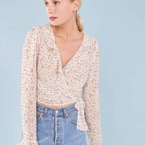 Reformation Monika Sheer Star Print Wrap Top Size XS